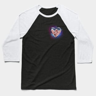 4th of July -USA Heart Flag Pocket Baseball T-Shirt